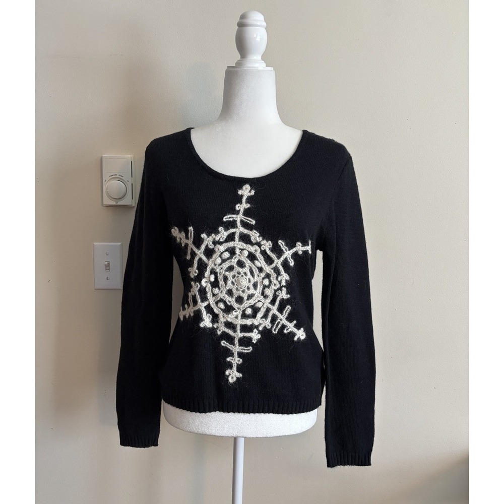Vintage Michael Simon Sweater Womens Small Holiday Snowflake Ski Wool Angora